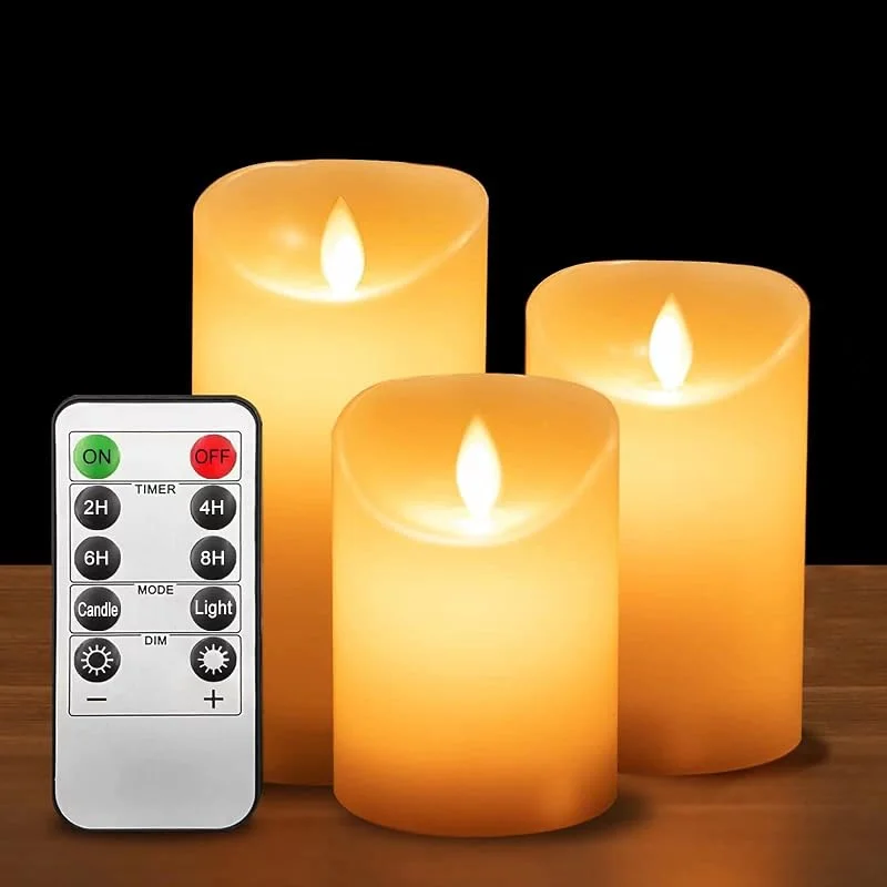 Visita la tienda de ILEEDear Velas LED, Velas led efecto llama, Pack de 3 Velas Electricas de Cera Reales con Mando a Distancia y Temporizador Velas Decorativas de pilas para Decoración, Bodas, Navidad — Decoracion Navidad