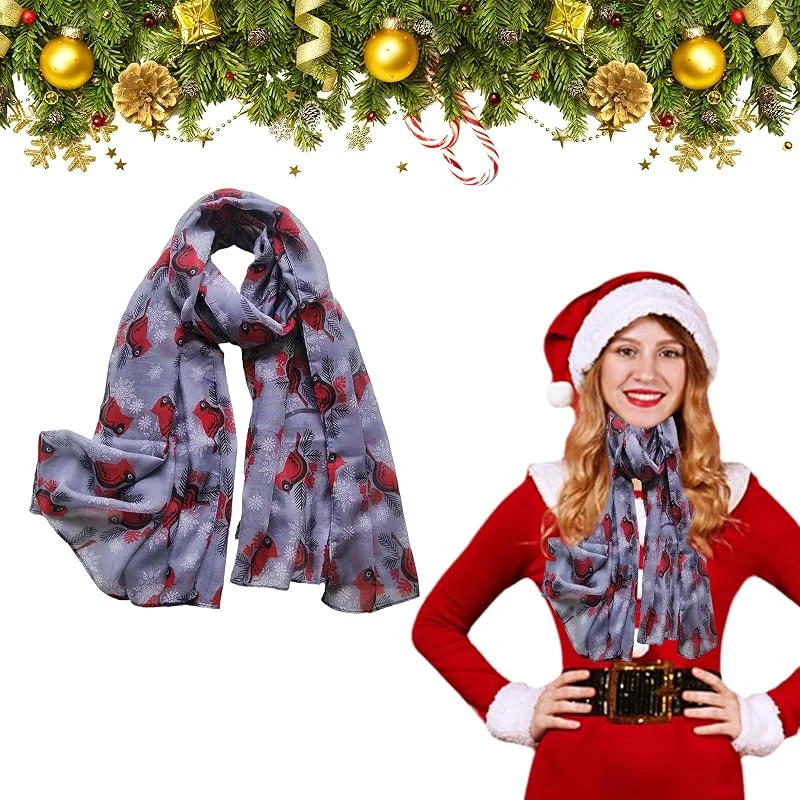 Embhlitfe Bufanda de Navidad, bufanda de seda de Navidad para mujer, bufanda de satén sedoso para el cuello, bufanda de satén sedoso para mujer, bufanda de pelo para mujer, regalo de fiesta de Navidad — Ropa Navidad
