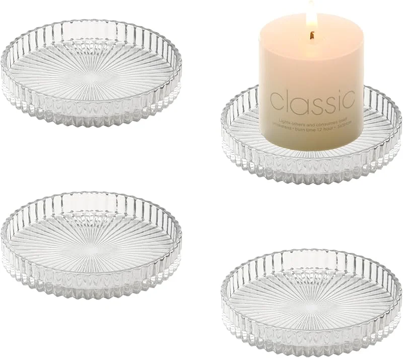 YoHyien 4 Piezas Portavelas Cristal 9 cm, Candelabros para Velas, Portavelas Decoracion, Retro Soporte Velas, Candelabros Decorativos para Navidad, Boda, Oración, Fiesta en Casa y Cena (Transparente) — Adviento y mesa