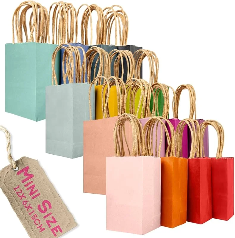 Visita la tienda de Gcardist Gcardist 32 mini bolsas de papel con asas, 16 colores arcoíris, pequeño regalo para fiestas (12 x 6 x 15 cm, tamaño mini) — Envoltorio regalo