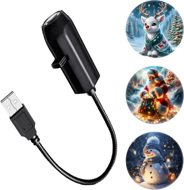 Generic Proyector de Navidad – LED 3 patrones USB recargable decoraciones, luces de proyector de vacaciones, para fiesta de cumpleaños, patio, oficinas, hogar, escritorio interior, dormitorio, escuela — Luces Navidad