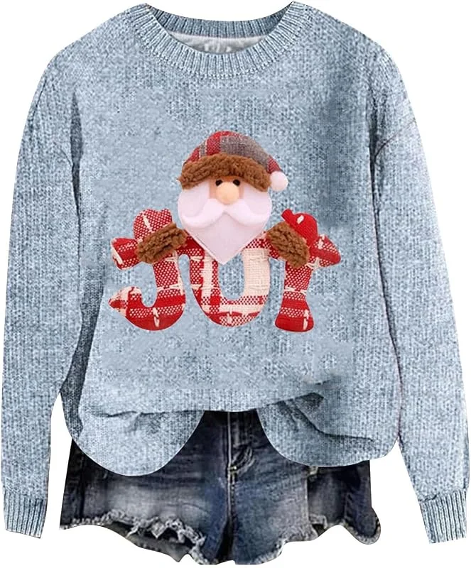Generic HUIFUAO Sudaderas de Navidad para mujer, suéter de Papá Noel de gran tamaño, manga larga, suéter verde de Navidad para mujer — Ropa Navidad