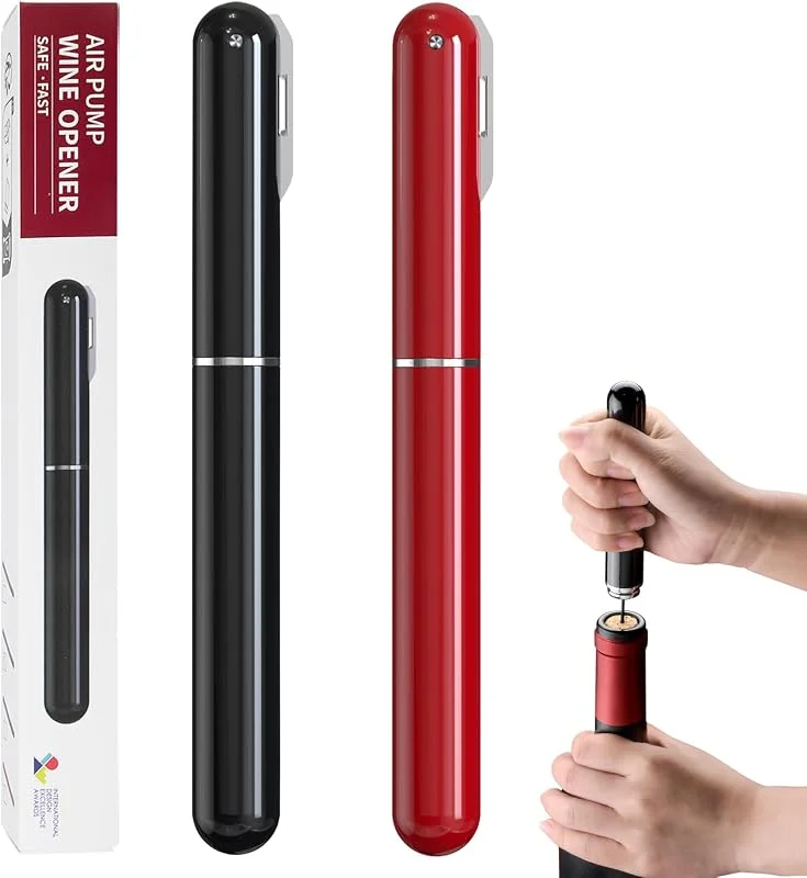 FBBULES Sacacorchos Profesional de Aire a Presión (Pack de 2), Negro + Rojo — Vino y mesa festiva